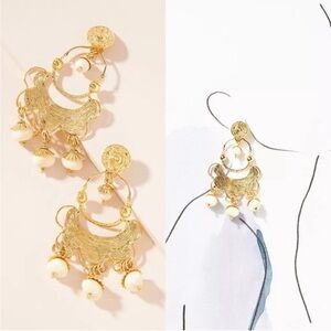 Gas Bijoux Scallop Drop Clip Earrings NEW In Box